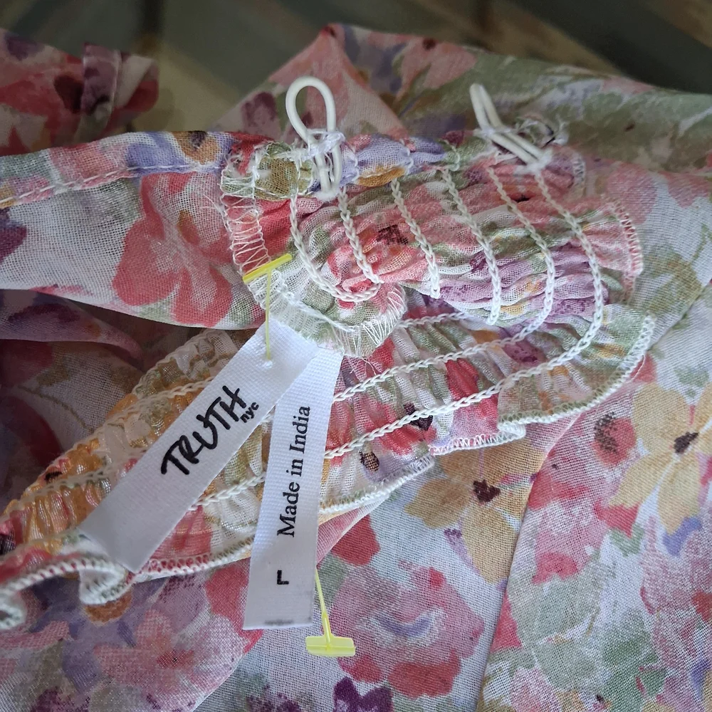 Floral BoHo Bell Sleeve Blouse Multi Color - Picture 5 of 5